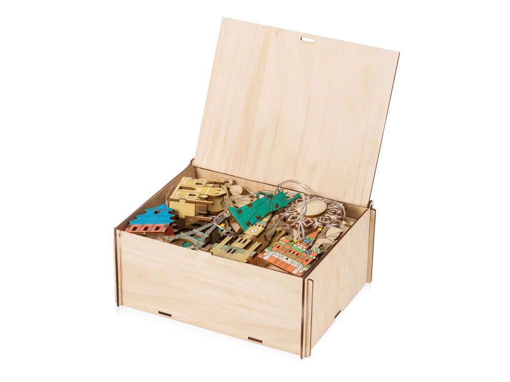 Ёлочная гирлянда с лампами в подарочной коробке Достопримечательности мира-2