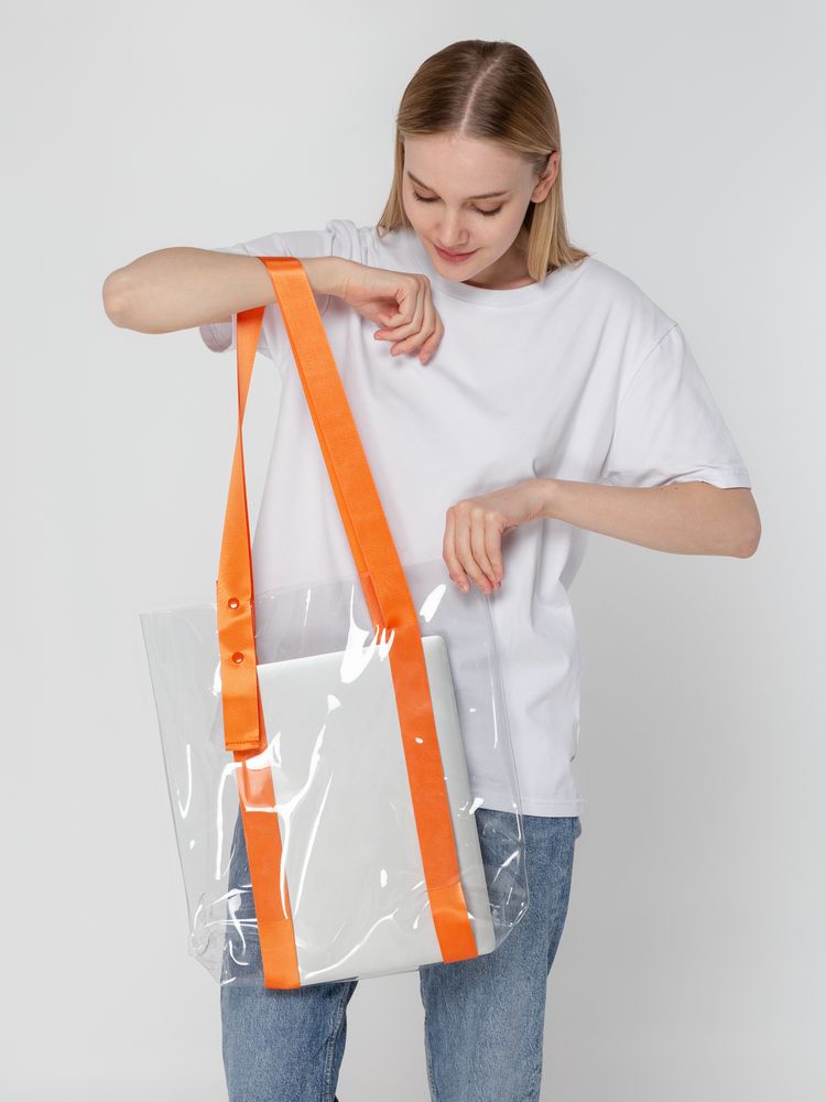 Шопер Clear Fest, прозрачный с оранжевыми ручками-2