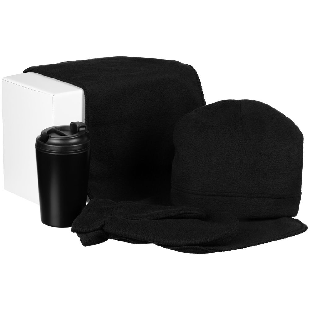 Набор Fleecy с термостаканом, черный-0