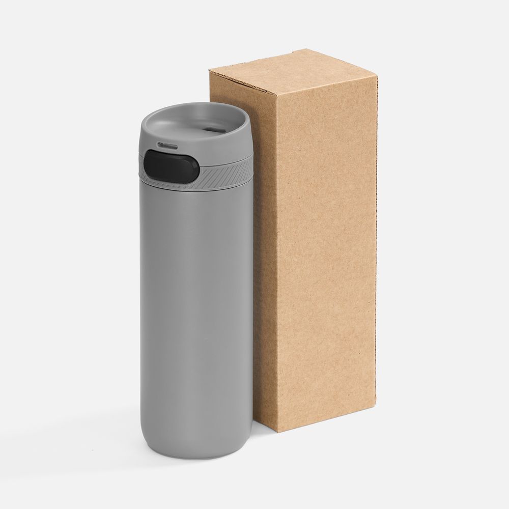 Термостакан X1 с цветной кнопкой, серый с черным-2