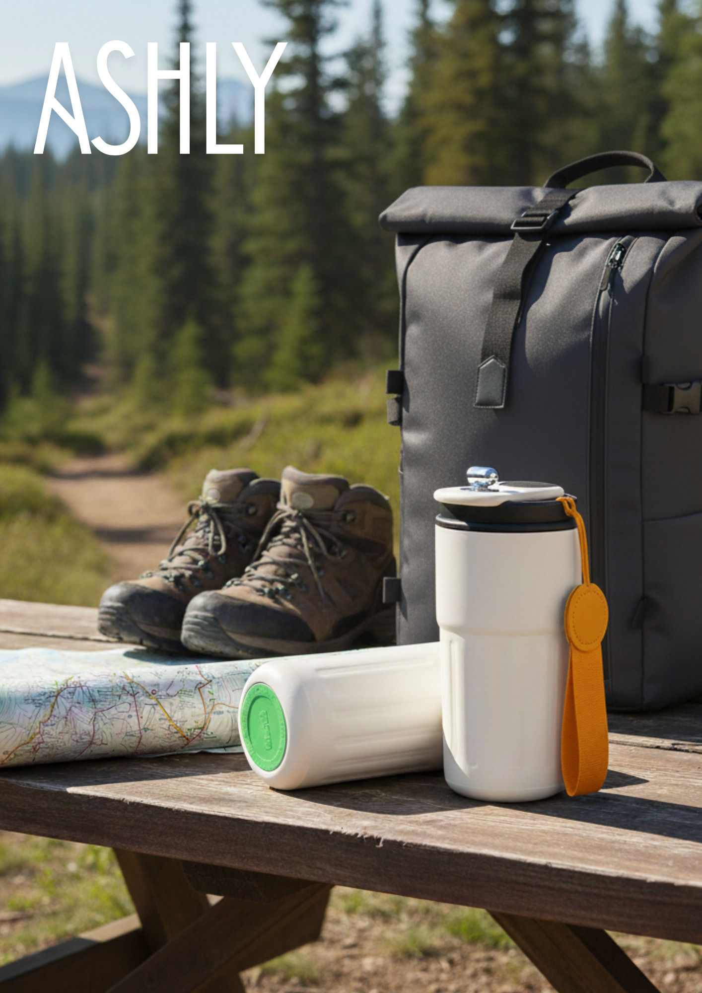 Термокружка Ashly To Go, Белый/оранжевый/светло-зелёный-1