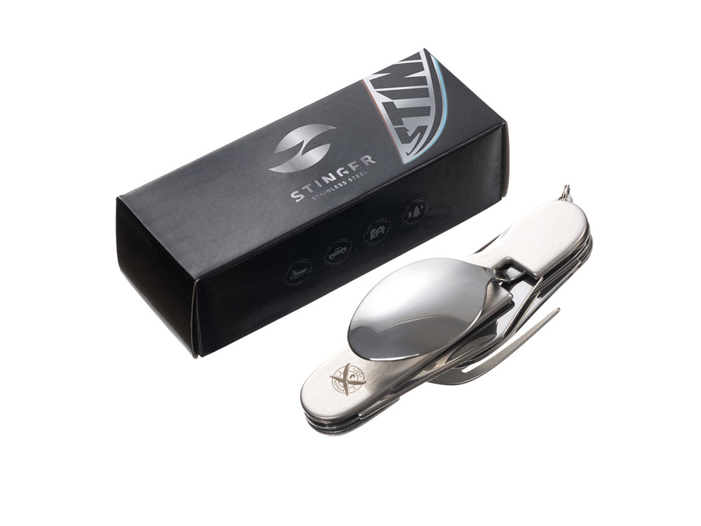 Нож перочинный Stinger, 109 мм, 8 функций, материал рукояти: нержавеющая сталь (серебристый)-5