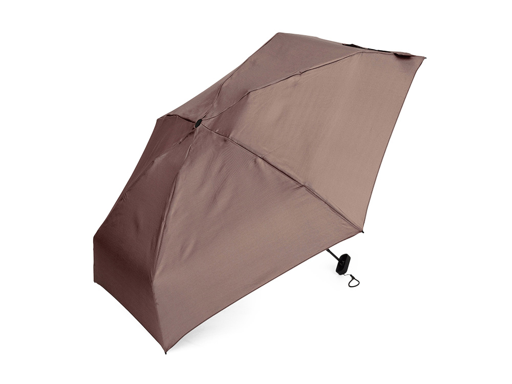 Зонт складной женский TORBER, механика, 5 сложений, коричневый, каркас алюминий, эпонж, пластиковая ручка, диаметр 91 см-0