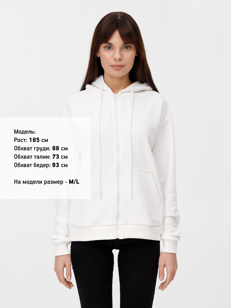 Толстовка унисекс оверсайз на молнии Zippy Terry, белая-2