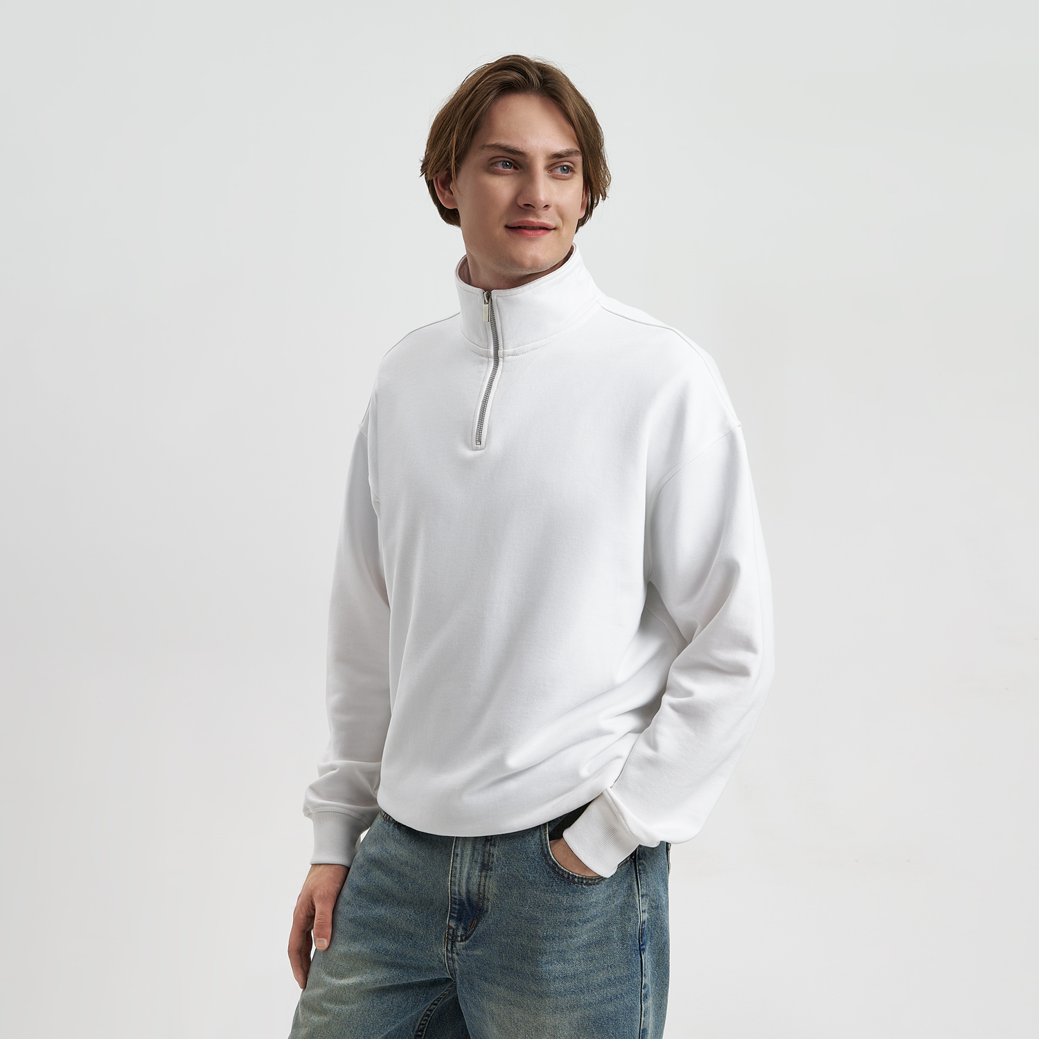 Толстовка на молнии унисекс FLOW, белая-0