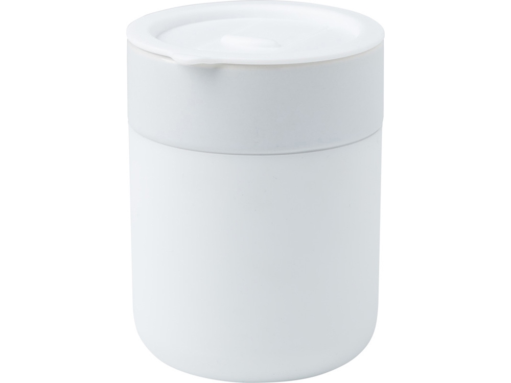 Java керамическая кружка емкостью 330 мл с силиконовой оберткой и пластиковой крышкой - Белый-0