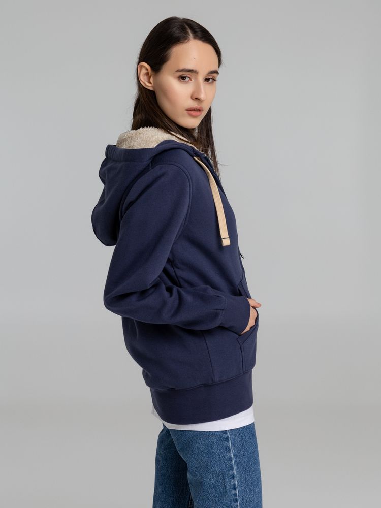 Толстовка унисекс на молнии Sherpa 280, темно-синяя-5