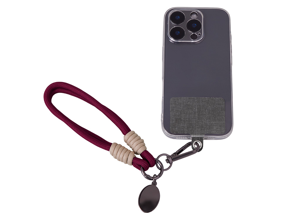 Брелок-браслет Bohemian c тканевым держателем для телефона, бургунди-1