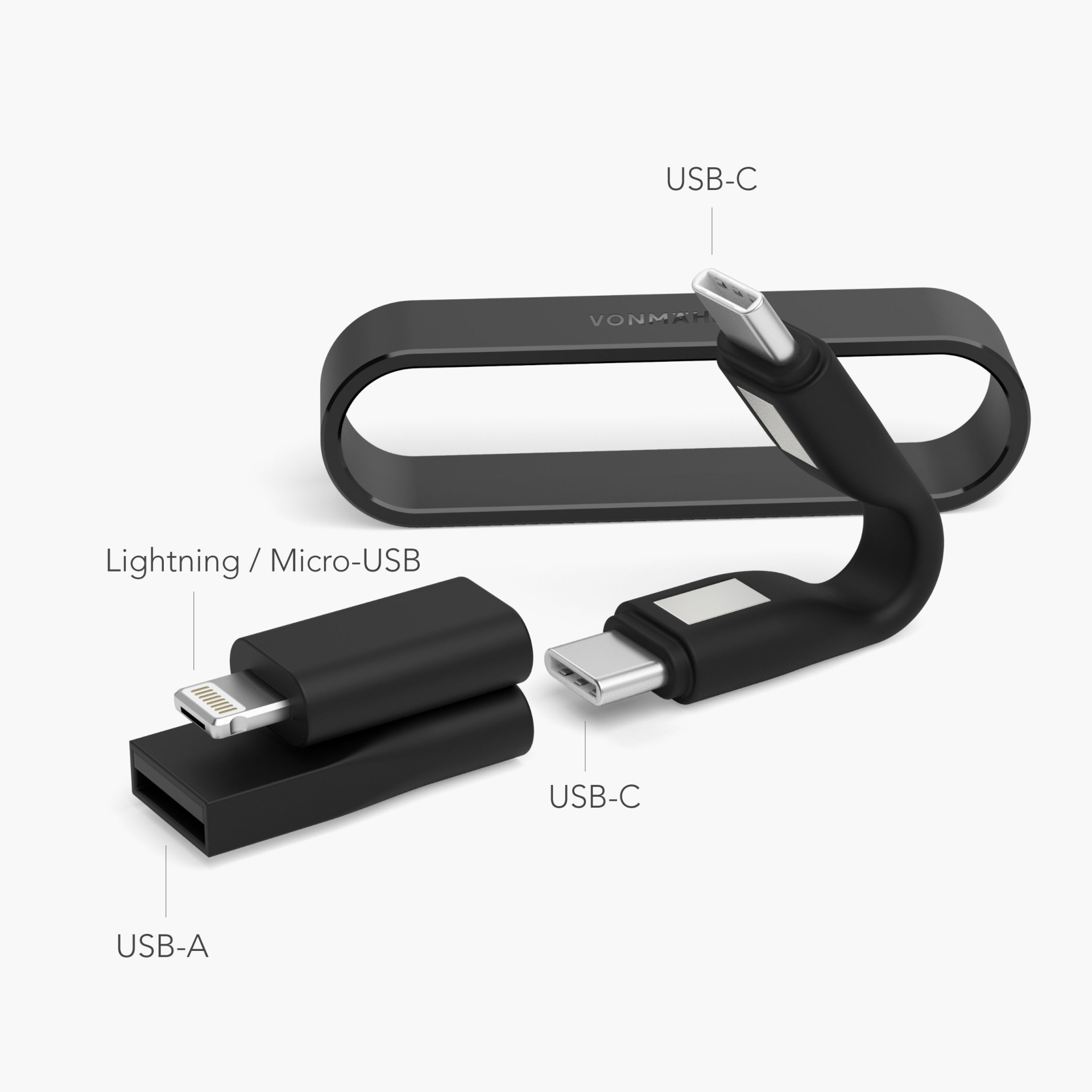 Кабель-брелок High Six Lite 6 в 1, черный-1