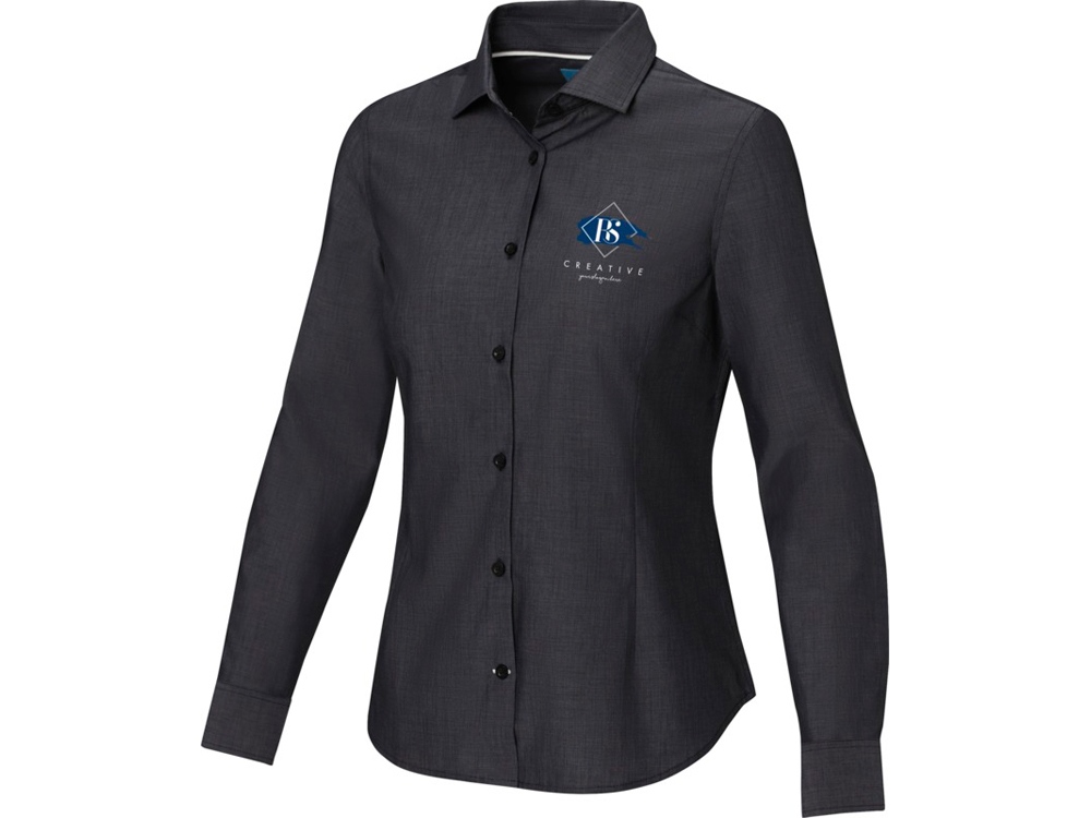 Cuprite Женская рубашка с длинным рукавом, изготовленная из натуральных материалов, которые отвечают стандарту GOTS - сплошной черный-5