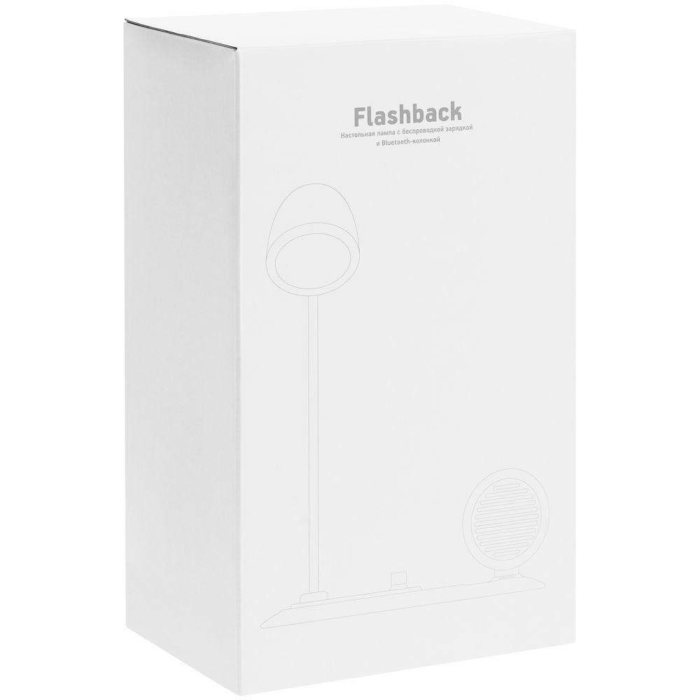 Лампа с колонкой и беспроводной зарядкой Flashback, белая-8