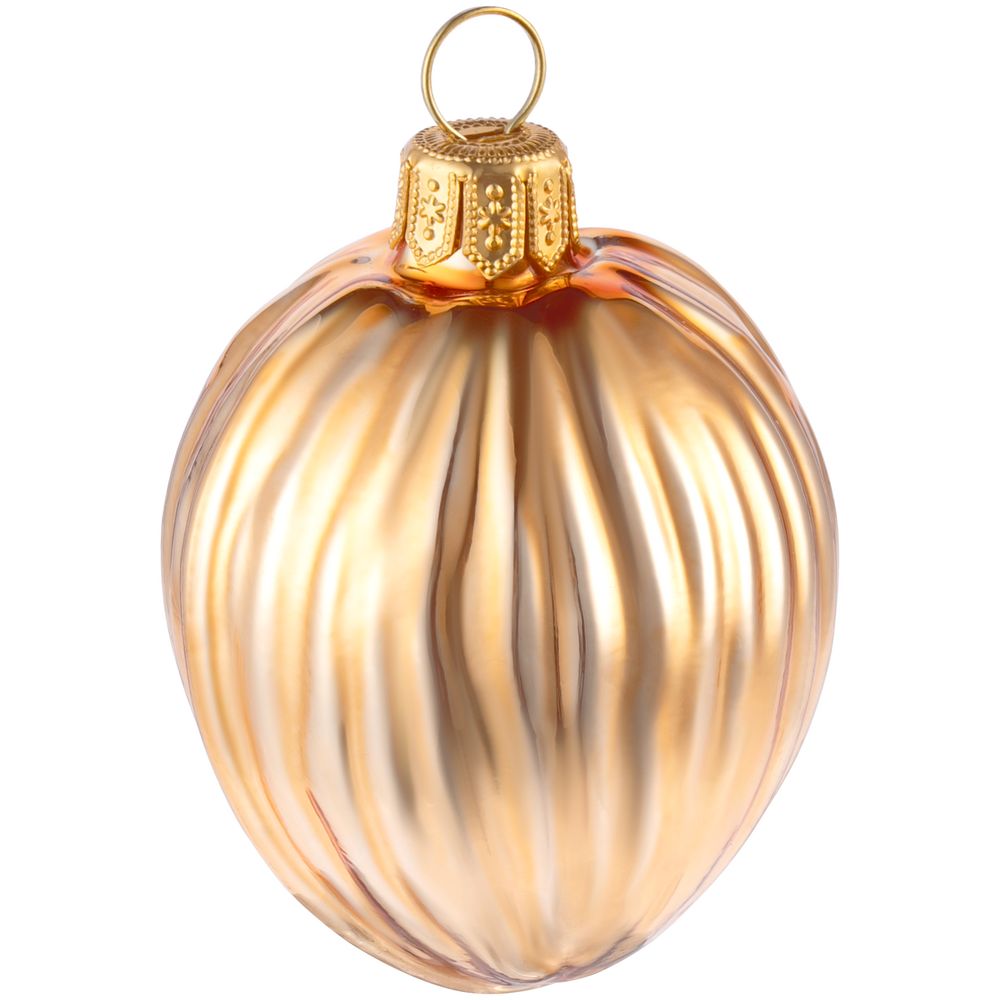 Елочная игрушка «Грецкий орех», золотистая-1