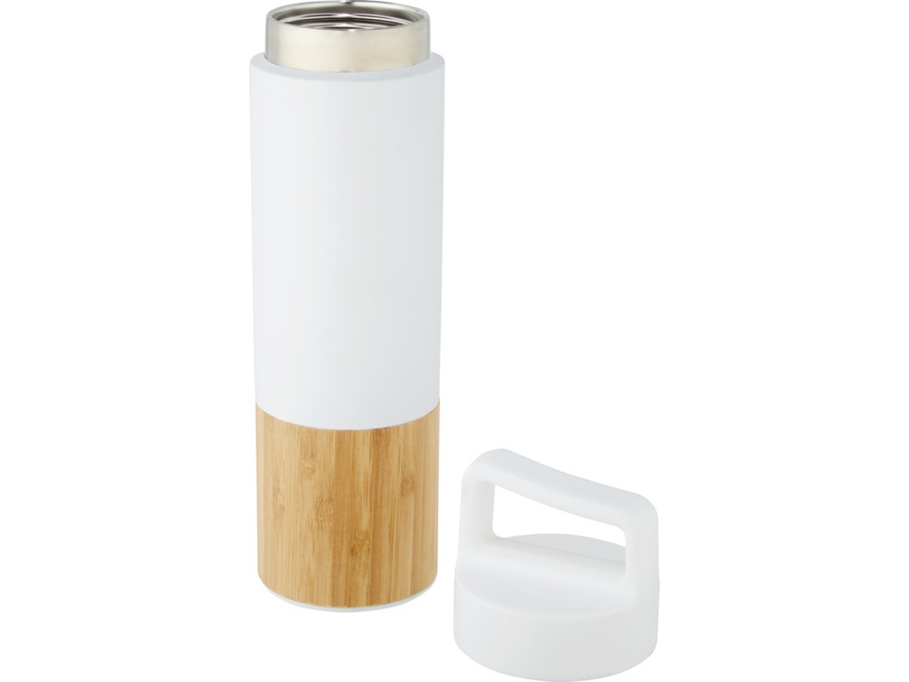 Torne Бутылка из нержавеющей стали объемом 540 мл с медной вакуумной изоляцией и внешней стенкой из бамбука, белый-2
