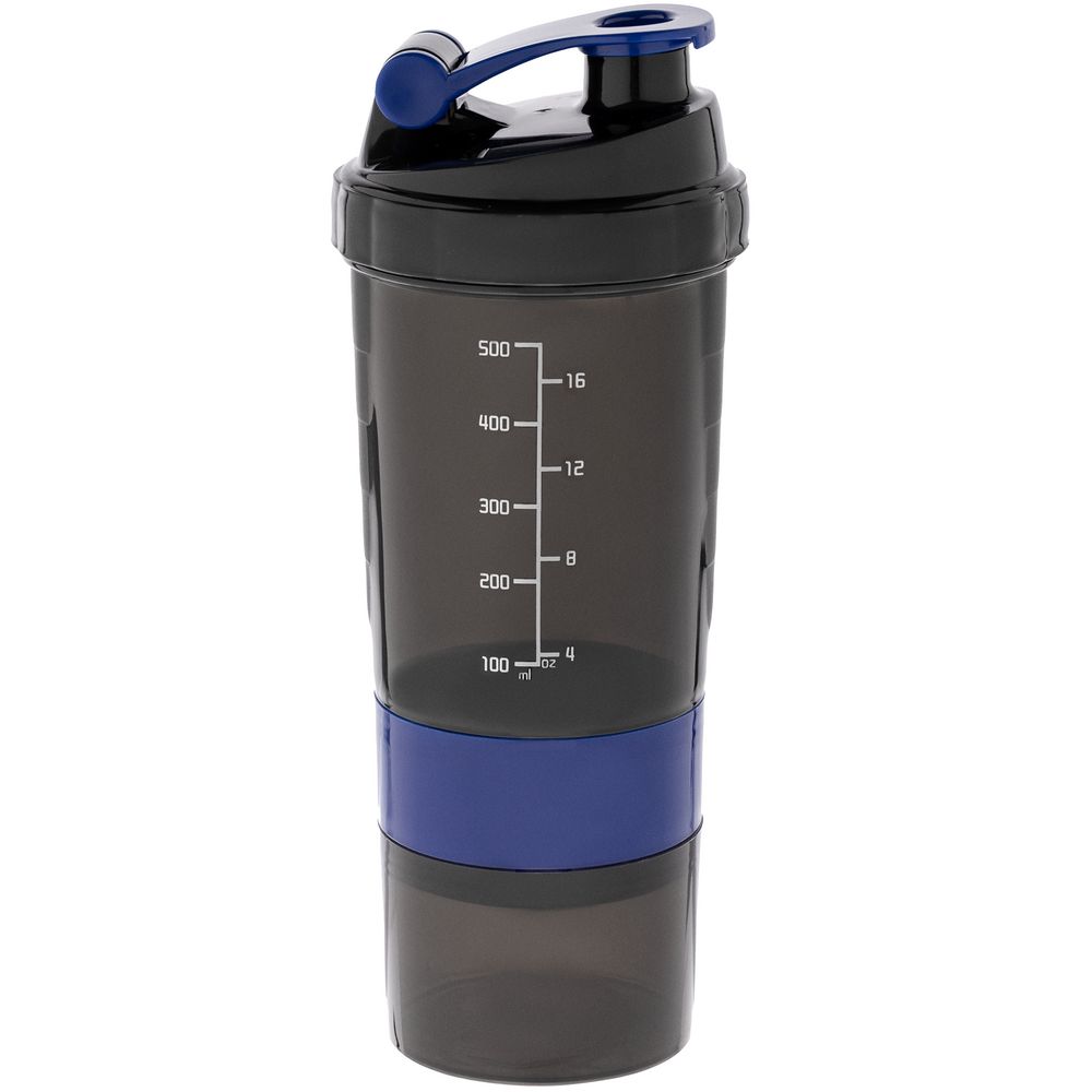 Спортивный шейкер с контейнером Tonus, черно-синий-1