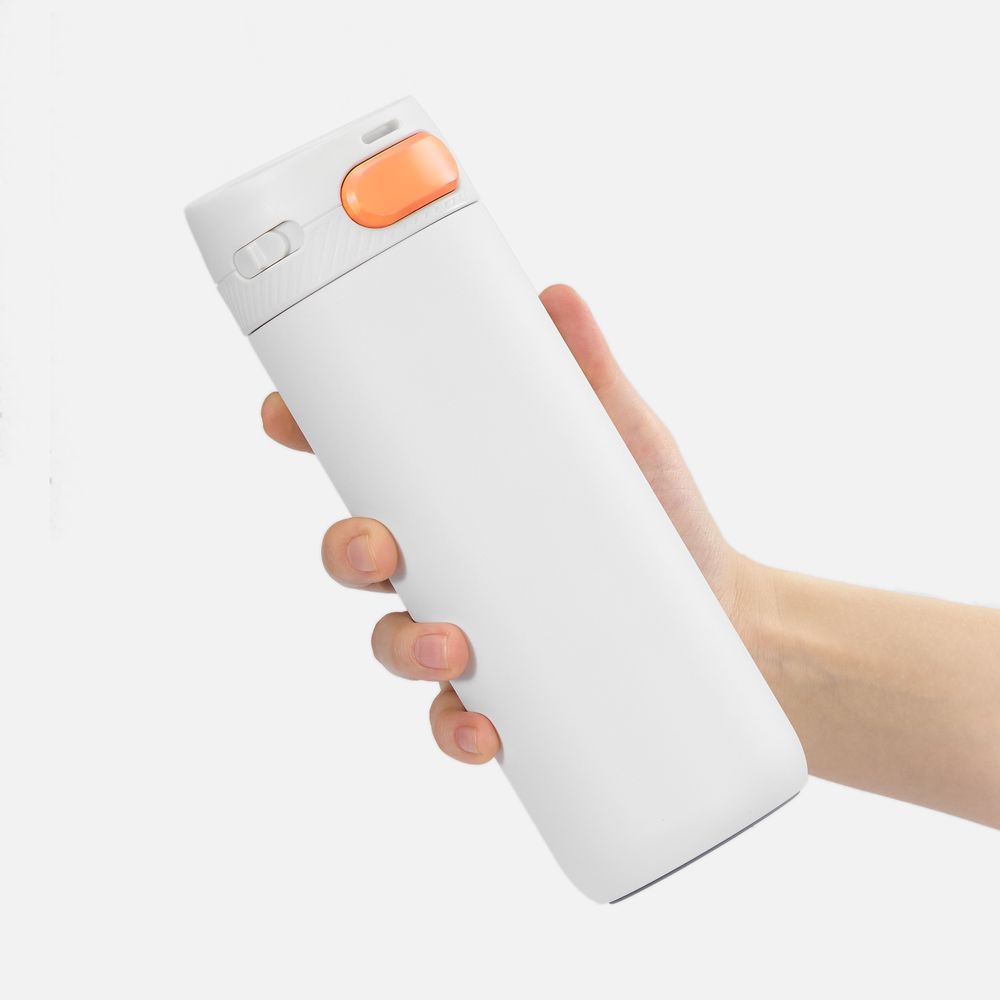 Термостакан X1 с цветной кнопкой, белый с оранжевым-2