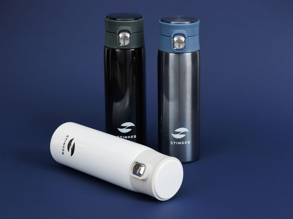 Термокружка Stinger, 0,42 л, сталь/пластик/силикон, белый, 6,5 x 7,5 x 21,9 см-9