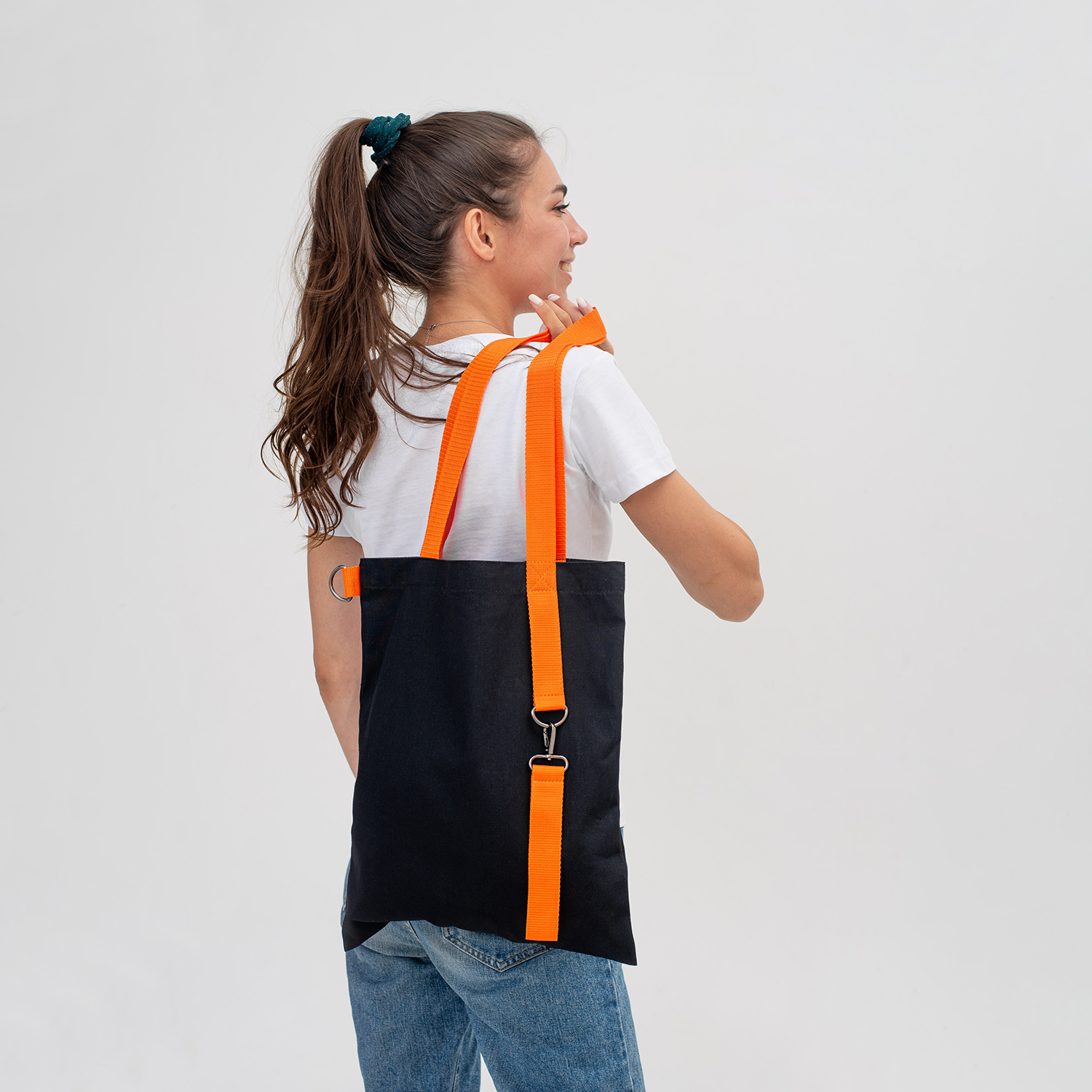 Шоппер Superbag black (чёрный с оранжевым)-5