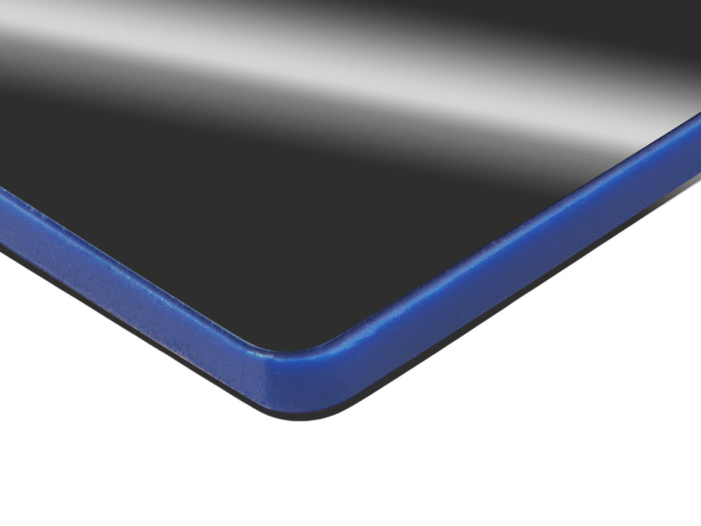 Металлический брелок с пластиковой цветной вставкой SteelPop Rct, серебристый с синим-2