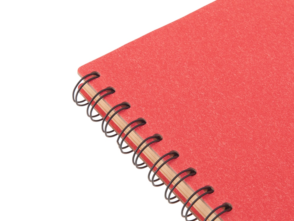 Блокнот на спирали в картонной обложке с переработанной бумагой Mania, красный-3