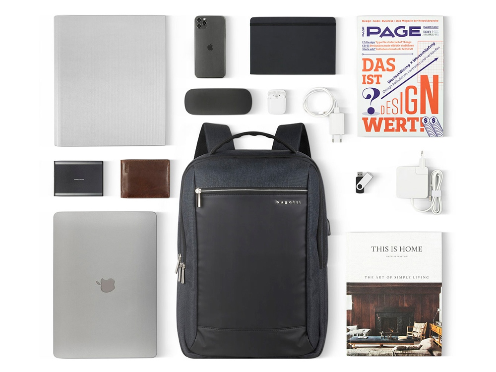 Рюкзак мужской BUGATTI Sera 15'', антрацитовый, полиэстер, 32х12х46 см, 16 л-8