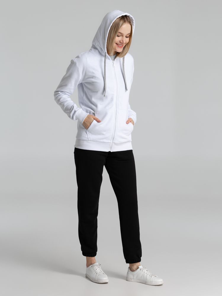 Толстовка на молнии с капюшоном Unit Siverga Heavy, белая-8