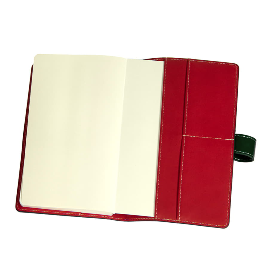 Ежедневник-портфолио недатированный Holder, А5, зеленый/красный, кремовый блок, без обреза, зеленый, красный-3