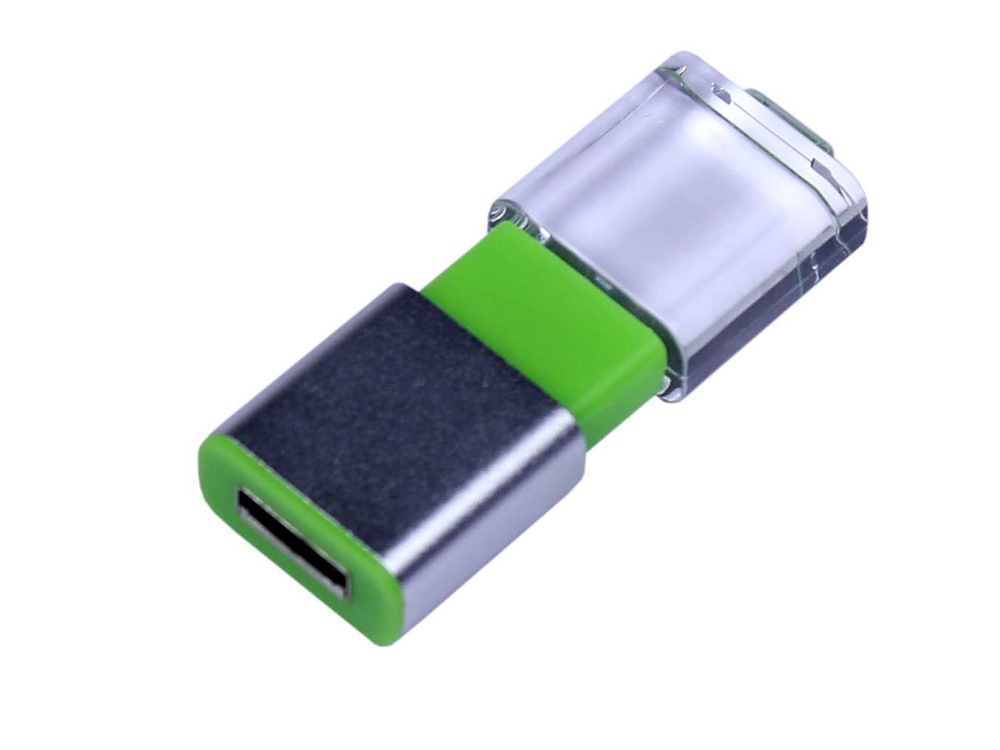 USB-флешка промо на 32 Гб прямоугольной формы, выдвижной механизм, зеленый-1