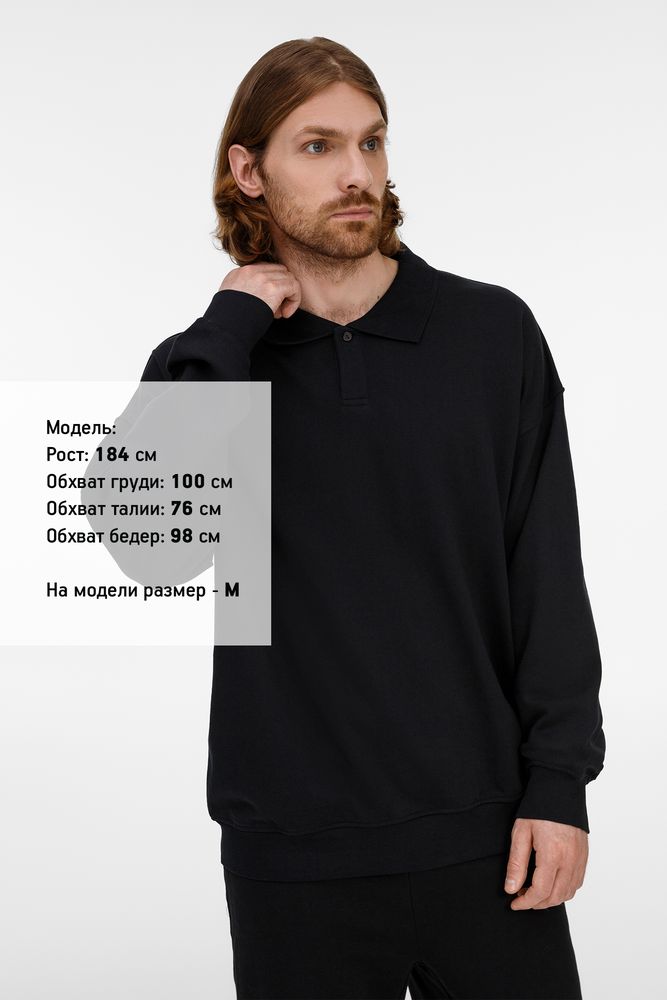 Свитшот оверсайз унисекс S6, черный-2