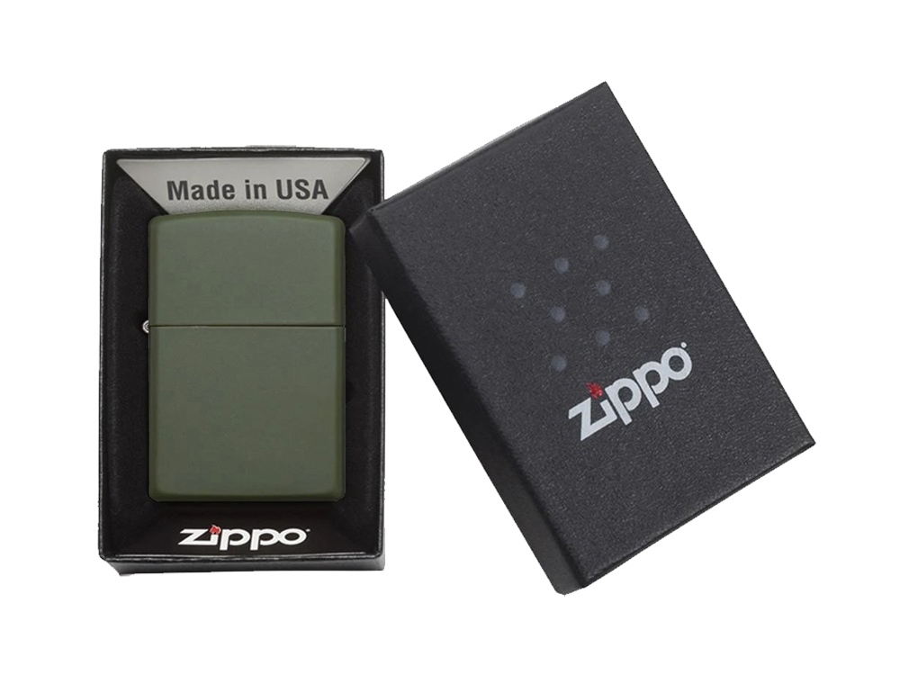 Зажигалка ZIPPO Classic с покрытием Green Matte, латунь/сталь, зелёная, матовая, 38x13x57 мм-5