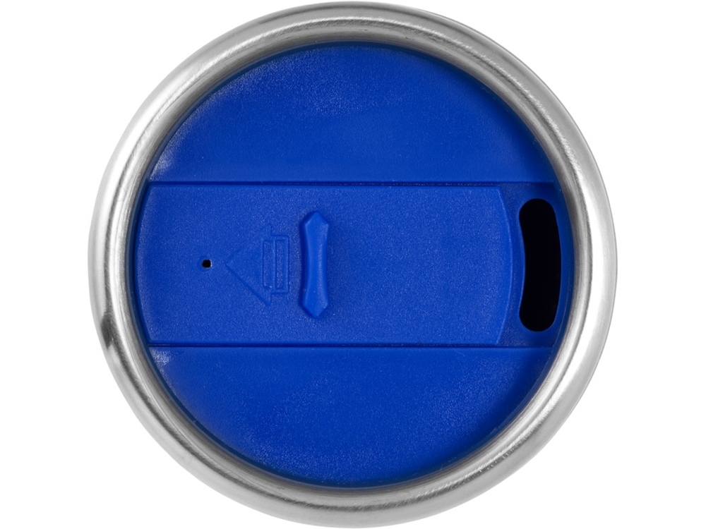 Термостакан Elwood из переработанной нержавеющей стали, 410 мл - Серебристый/Синий-2