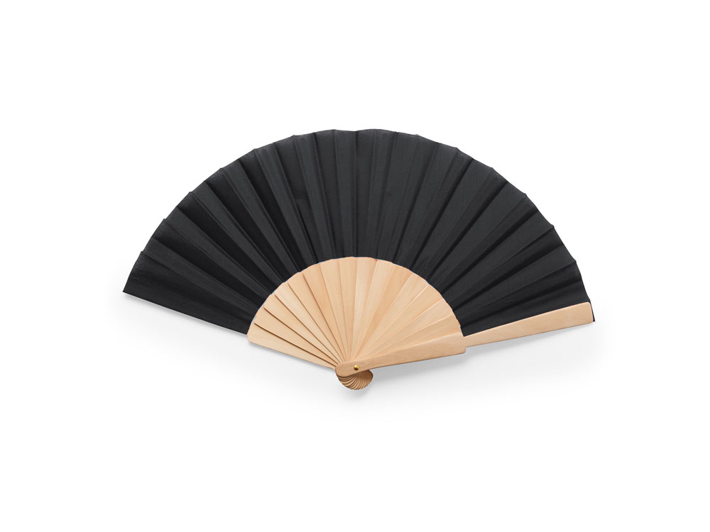 Веер CALESA с деревянными вставками и тканью из полиэстера, черный-2