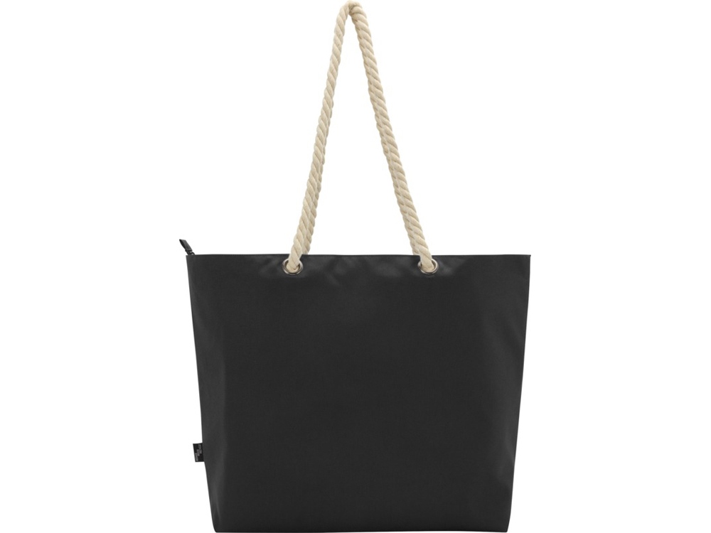 Panama пляжная эко-сумка-холодильник из переработанного материала, с ручками-шнурками 23L, сплошной черный-2