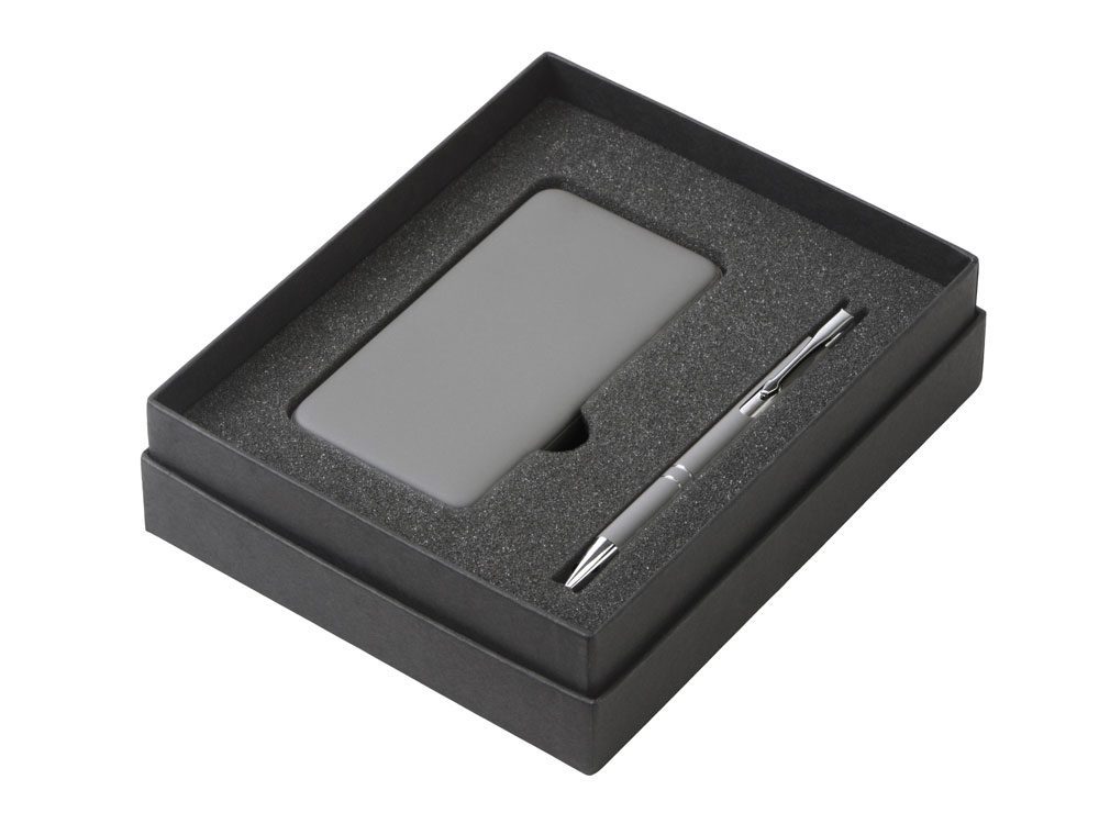 Подарочный набор c ручкой и повербанком 10000 mAh, серый-1