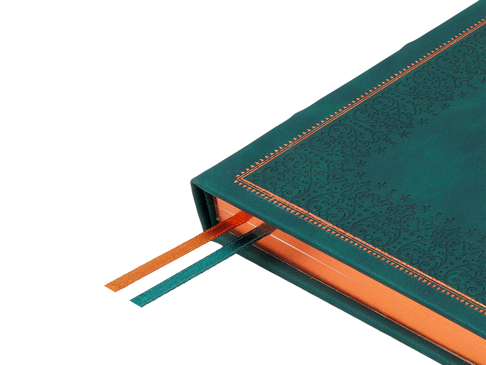 Ежедневник недатированный А5 Royal, зеленый с бронзовым срезом-3