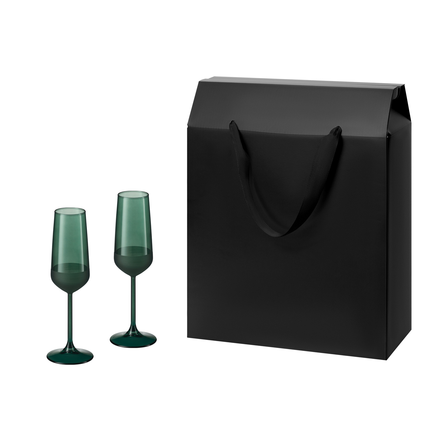 Подарочный набор 2 бокала для шампанского Эмеральд (Emerald) в большом подарочном пакете-0