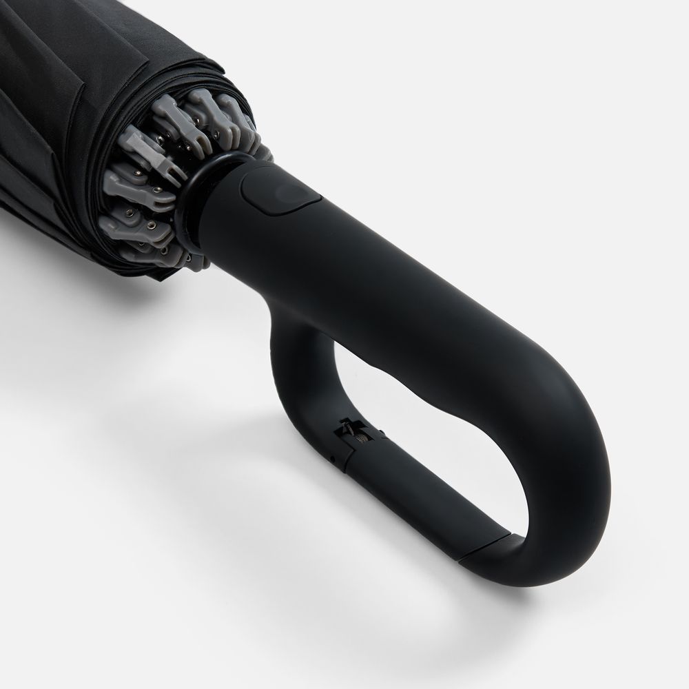 Зонт обратного сложения inLoop с ручкой-карабином, черный-3