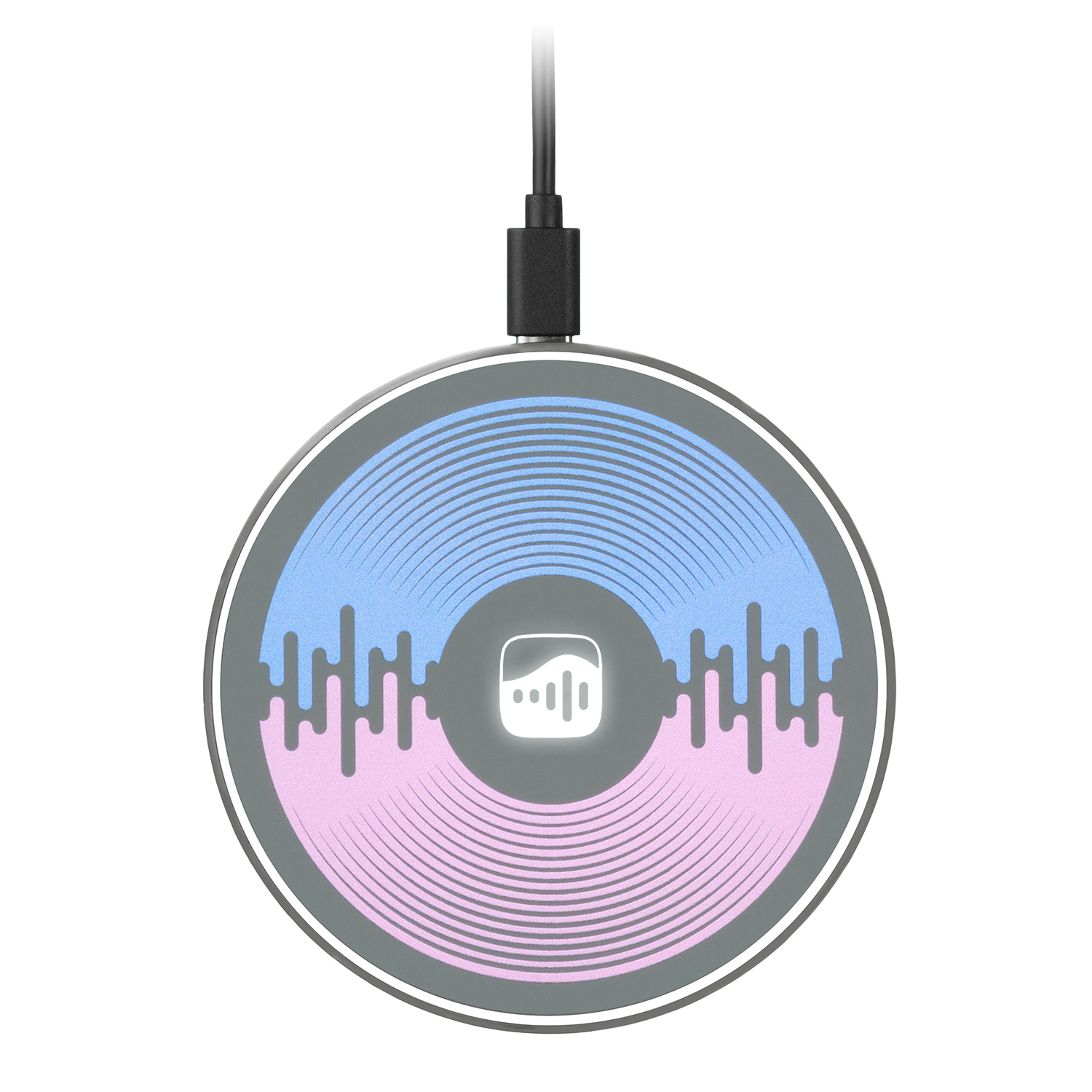 Беспроводное зарядное устройство с подсветкой 15W Аурис (Auris), серое-1