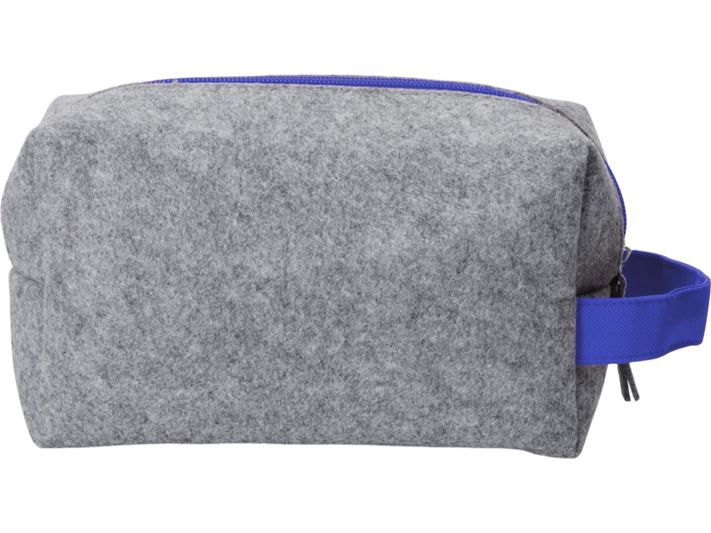 Косметичка из РПЕТ фетра с ручкой Felt, серый с синим-3