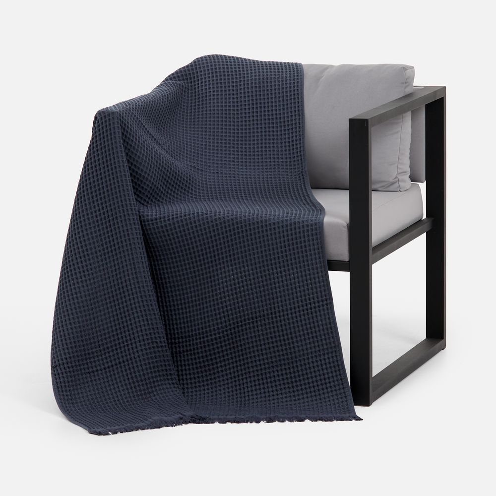 Плед вафельный Elenglect, темно-серый-2