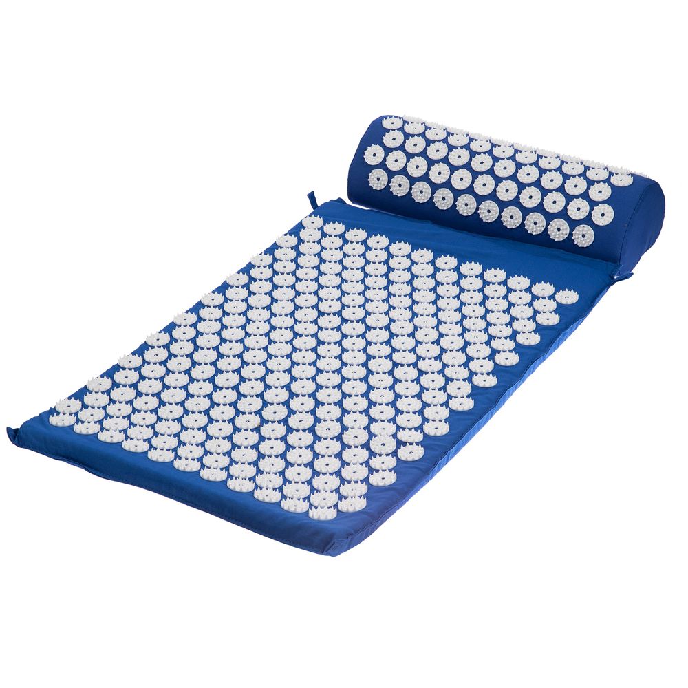 Массажный акупунктурный коврик с валиком Iglu, синий с белым-2