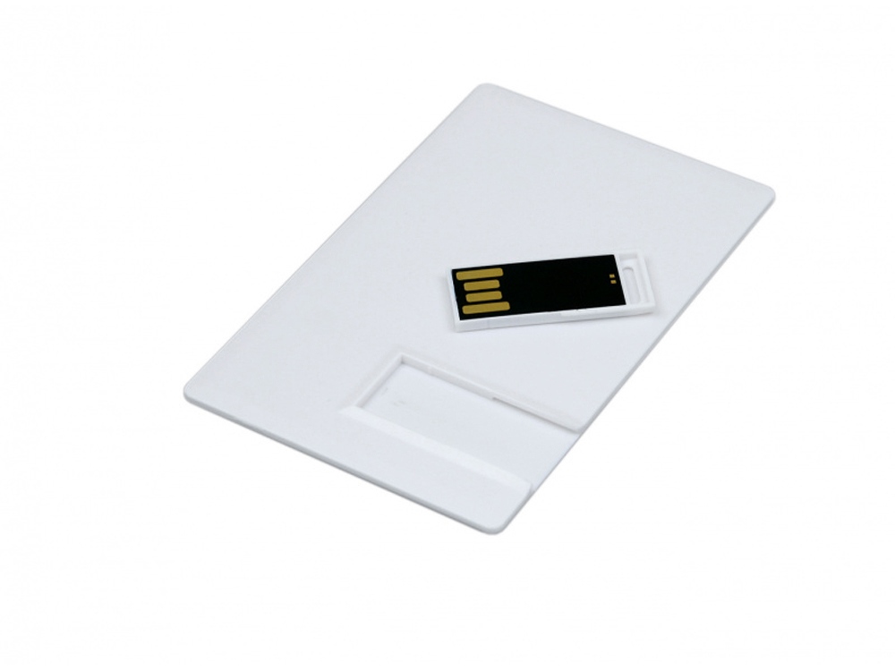 USB-флешка на 32 Гб в виде пластиковой карты с полностью выдвижным чипом, белый-1
