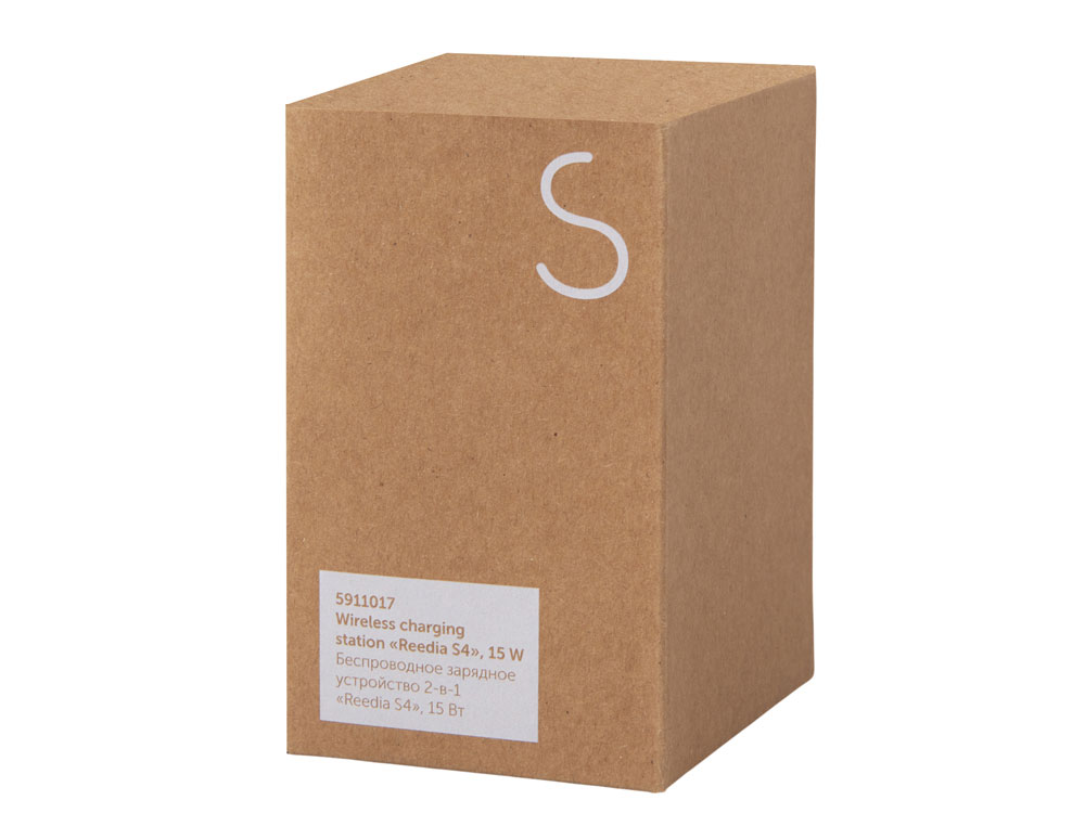 Беспроводное зарядное устройство 2-в-1 с подсветкой лого Reedia S4, 15 Вт, бамбук, черный-9
