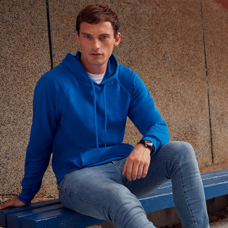 Толстовка без начеса LIGHTWEIGHT HOODED SWEAT 240, серый меланж-3