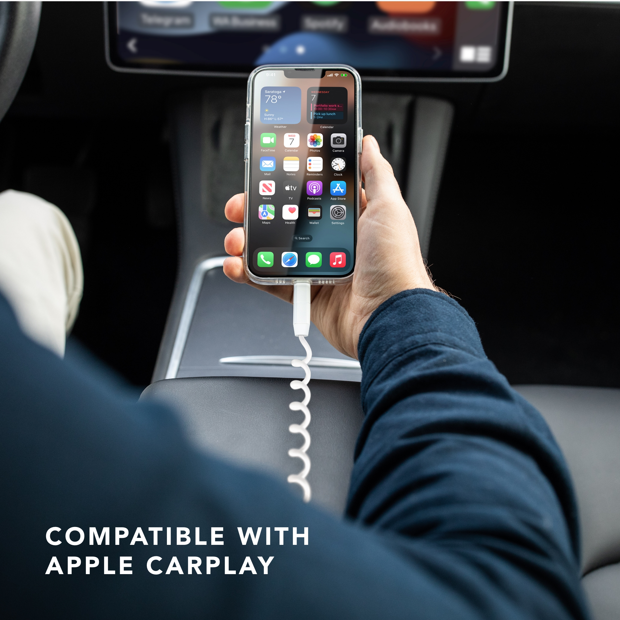 Кабель спиральный в футляре VONMAHLEN Allroundo eco с быстрой зарядкой, 90 см, белый-4