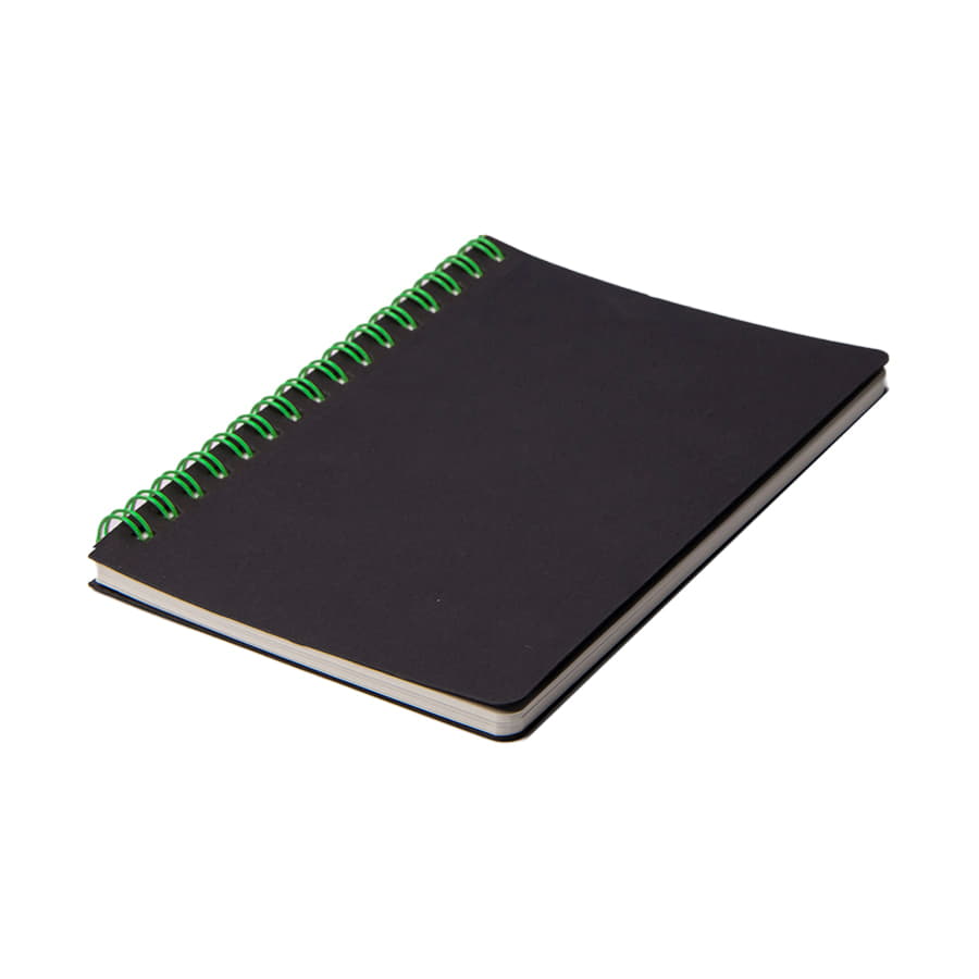 Блокнот на двойной пружине HELIX MINI, 105 х 150  мм, черный с зелёным, блок в клетку, черный, зеленый-3