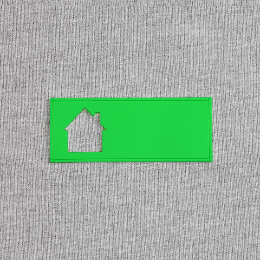 Лейбл из ПВХ с вырубкой «Дом», зеленый неон-1