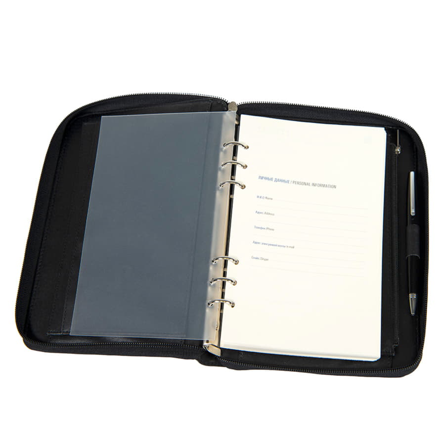 Ежедневник недатированный Chief, A5, на молнии, черный, кремовый блок, подарочная коробка, черный-5