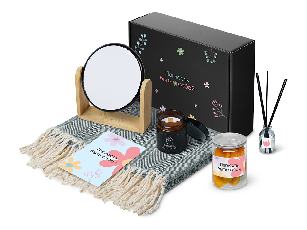 Подарочный набор Re:f. Shelter  с пледом, зеркалом, свечой и диффузором-0