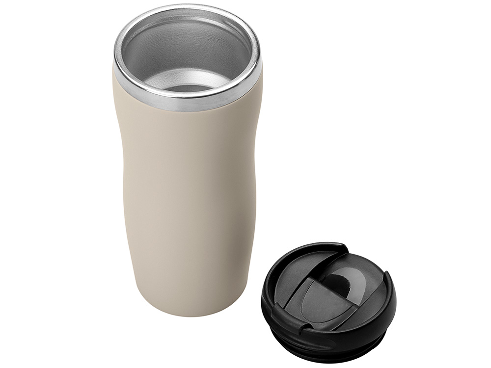 Термокружка Mony Steel 350 мл, soft touch, бежевый-1