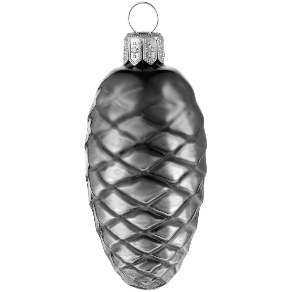 Елочная игрушка «Шишка», серая (графит)-0